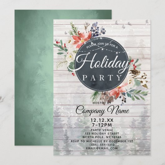 Rustic Forest Corporate Holiday Kerstfeest Kaart (Voorkant / Achterkant)