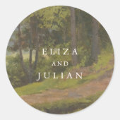 Rustic Forest Elegant Wedding Ronde Sticker (Voorkant)