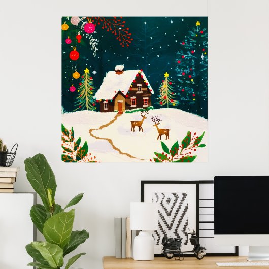 Rustic Forest Foliage Autumn Winter Berries Poster (Thuiskantoor)