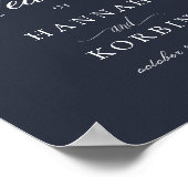 Rustic Forest Foliage Navy Blue Wedding Welcome Poster (Hoek)