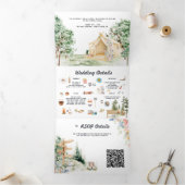 Rustic Forest Glamping bruiloft drievoudige uitnod Drieluik Uitnodiging (Binnen)