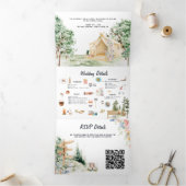 Rustic Forest Glamping Wedding Tri-Fold Invitation (Intérieur)