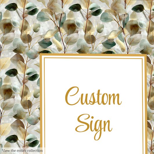 Rustic Forest Green Gold Bladeren Huwelijk Custom Poster