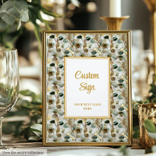 Rustic Forest Green Gold Bladeren Huwelijk Custom Poster