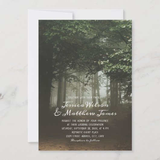 Rustic Forest Green Trees Summer Country Wedding Kaart (Voorkant)