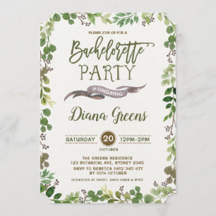 Rustic Forest Greenery Bachelorette Party Uitnodig Kaart