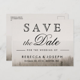 Rustic Forest Misty Landscape Wedding Aankondigingskaart