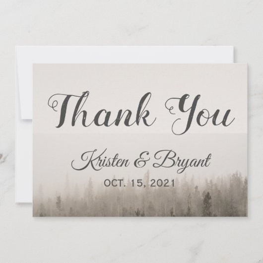Rustic Forest Misty Landscape Wedding Bedankkaart (Voorkant)