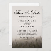 Rustic Forest Misty Landscape Wedding Save The Date (Voorkant / Achterkant)
