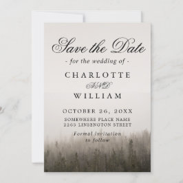 Rustic Forest Misty Landscape Wedding Save The Date
