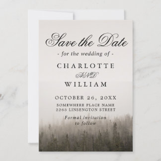 Rustic Forest Misty Landscape Wedding Save The Date