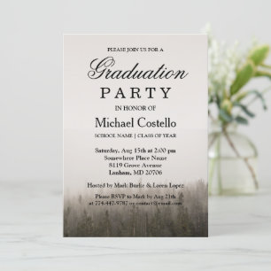 Rustic Forest Misty Landschap Afstudeerfeest Kaart