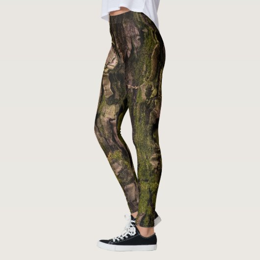 Rustic Forest Mossy Green Tree Bark Leggings (Links)
