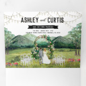 Rustic Forest Mountain Mariage Invitation à trois (Intérieur en premier)