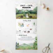 Rustic Forest Mountain Wedding Drieluik Uitnodiging (Binnen)