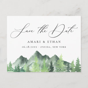 Rustic Forest Mountain Wedding Save the Date Aankondigingskaart