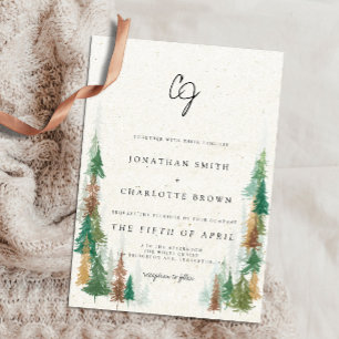 Rustic Forest & Mountains Monogram Weddenschap Kaart