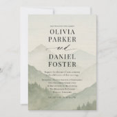 Rustic Forest Mountains QR Code Wedding  Kaart (Voorkant)