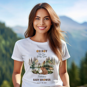Rustic Forest Oh Boy Barly Wait Baby shower T-shirt