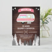 Rustic Forest One Happy Camper 1e verjaardag Kaart (Staand voorkant)
