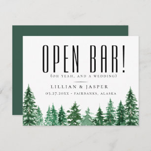 Rustic Forest OPEN BAR Save the Date Humor Aankondiging