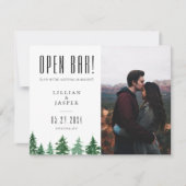 Rustic Forest OPEN BAR Save the Date Humor Aankondiging (Voorkant)