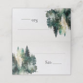 Rustic Forest Pine Trees Place Card (Buitenkant ongevouwen)