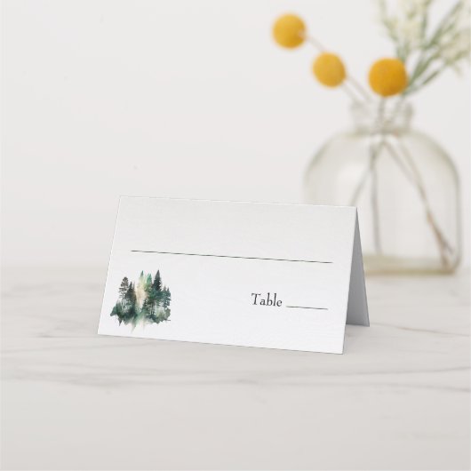 Rustic Forest Pine Trees Place Card (Voorkant)