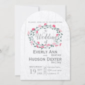 Rustic Forest Pink Garland Barn Wood Wedding Kaart (Voorkant)