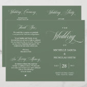 Rustic Forest Sage Green, Programme de mariage pli (Devant / Derrière)