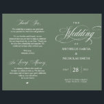 Rustic Forest Sage Green, Programme de mariage pli<br><div class="desc">Il s'agit de la carte pliable de programme de cérémonie mariage, dans le classique rustique de la sauge verte thème. Il est conçu avec un accent de défilement qui peut être personnalisé avec du texte personnalisé/personnalisé pour votre fête de mariage, les détails de cérémonie, des notes commémoratives et un message...</div>