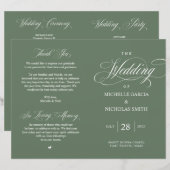 Rustic Forest Sage Green, Programme de mariage pli (Devant / Derrière)