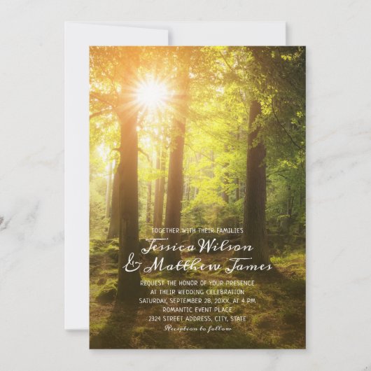 Rustic Forest Spring Tree Greenery Country Wedding Kaart (Voorkant)
