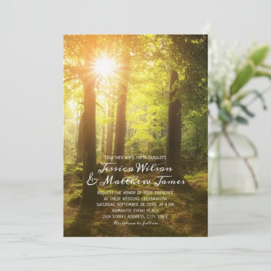 Rustic Forest Spring Tree Greenery Country Wedding Kaart (Staand voorkant)