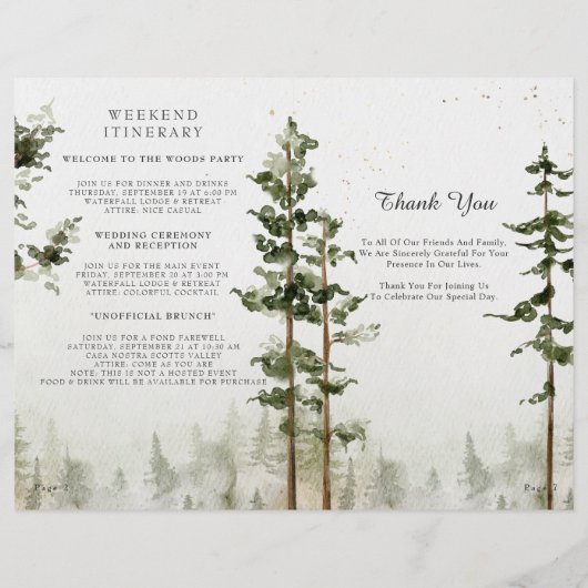 Rustic Forest Waterfall Wedding Programme (Dos)