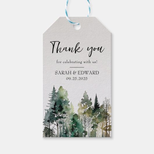 Rustic Forest Wedding Favoriet Labels Cadeaulabel (Voorkant)