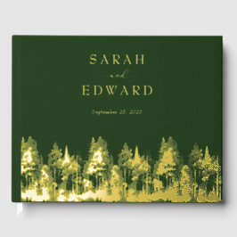 Rustic Forest Wedding Gold Folie Guestbook Gastenboek