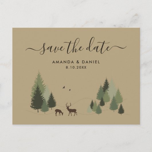 Rustic Forest Wedding Save the Date Briefkaart (Voorkant)