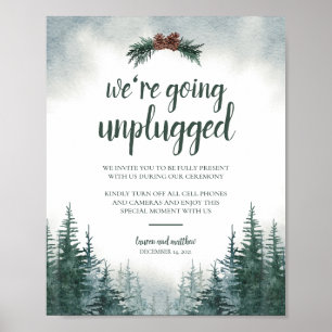 Rustic Forest Wedding Unplugged Ceremony Poster