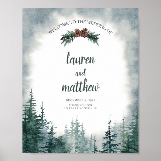 Rustic Forest Wedding Welcome Poster Sign (Voorkant)