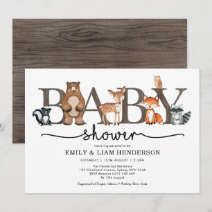 Rustic Forest Woodland Animals Baby shower Kaart