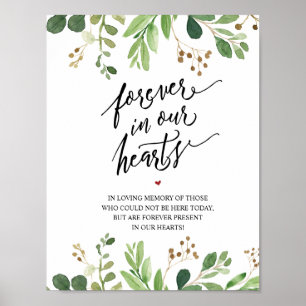 Rustic Forever in ons hart Memorial Sign Poster