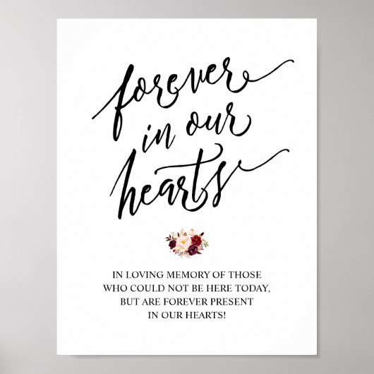 Rustic Forever in ons hart Memorial Sign Poster (Voorkant)