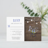 Rustic Forget-Me-Nots Mason Jar String Lights RSVP Kaartje (Staand voorkant)