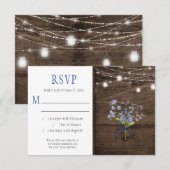 Rustic Forget-Me-Nots Mason Jar String Lights RSVP Kaartje (Voorkant / Achterkant)