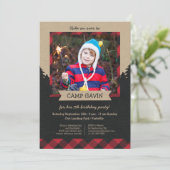 Rustic Foto Camping Birthday Party Kaart (Staand voorkant)