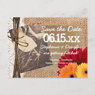 Rustic Foto Daisies Save the Date Briefkaarten
