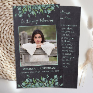 Rustic Foto Eucalyptus Memorial Prayer Kaart