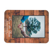 Rustic Foto Save the Date Wood Personalize Magneet (Horizontaal)
