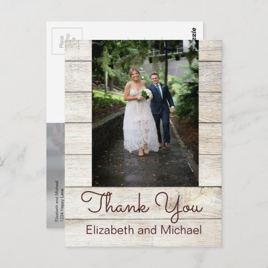 Rustic Foto van Chic Modern Wedding Bedankt Briefkaart (Voorkant / Achterkant)